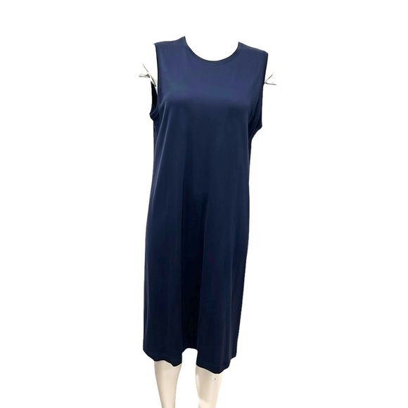 Eileen Fisher navy blue midi length tank dress size Medium - Picture 1 of 12